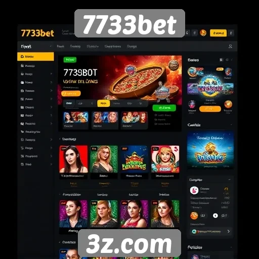 Interface de usuário do site 7733bet